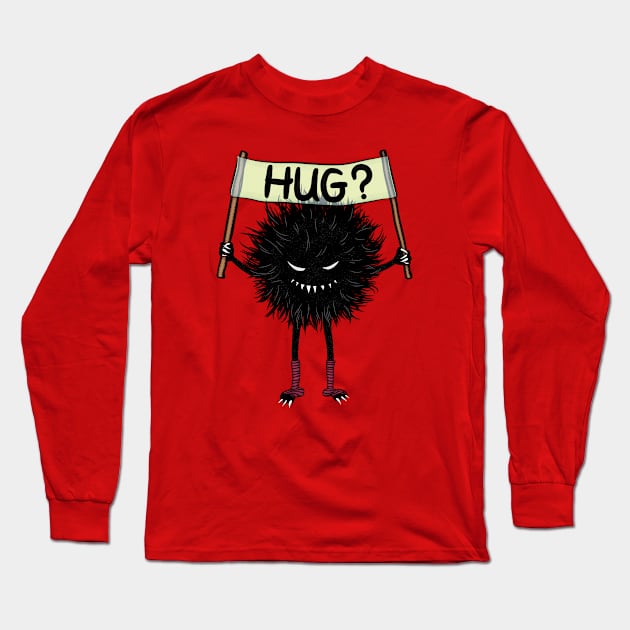 Monster Hug Cute Evil Character Long Sleeve T-Shirt by Boriana Giormova